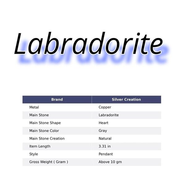 Labradorite ✦ Wire-Wrapped Heart Pendant ✦ Copper Design Crystal Necklace 3.3" N - Picture 6 of 12